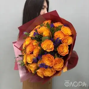 Букет из рыжих Кенийских роз